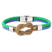 PU Leather Cord Bracelets with Stainless Steel plated fashion jewelry & woven pattern Length 19 cm Sold By PC