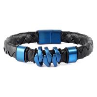 PU Leather Cord Bracelets with Stainless Steel plated fashion jewelry & woven pattern Length 19 cm Sold By PC