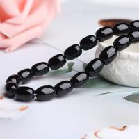 Natural Black Agaat kralen, Zwarte Agaat, Drum, DIY & verschillende grootte voor keus, zwart, Per verkocht Ca 13.8 inch Strand