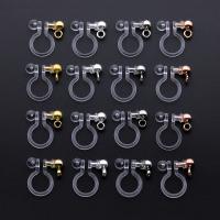 Hars oorbel clip component, met Roestvrij staal, plated, meer kleuren voor de keuze, 7.60x11mm, Verkocht door PC