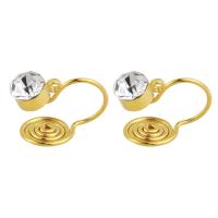 Brass Clip On Náušnice Hledání, Mosaz, unisex & tváří & s drahokamu, zlatý, 13mm, Prodáno By PC