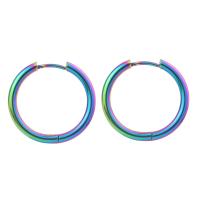 Mens Stainless Steel Öronring, ROSTFRITT STÅL, Donut, färgrik pläterade, Unisex, 24mm, Säljs av Par