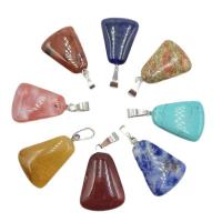 Edelsteen Hangers Sieraden, Natuursteen, Trapezium, willekeurig verzonden & uniseks, gemengde kleuren, 20mm, Verkocht door PC