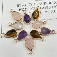 Gemstone Pendants Jewelry Natural Stone with Brass Teardrop gold color plated & Unisex & faceted Sold By PC