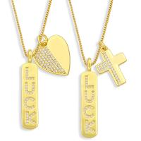 Cubic Zircon Micro Pave Brass Necklace with 1.97 extender chain gold color plated & micro pave cubic zirconia golden nickel lead & cadmium free Length 17.72 Inch Sold By PC