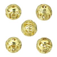 Zinc Alloy Hollow Beads Round real gold plated Approx 3mm Sold By PC