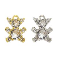 Cubic Zirconia Micro Pave Brass Pendant Bear plated micro pave cubic zirconia Approx 3mm Sold By PC