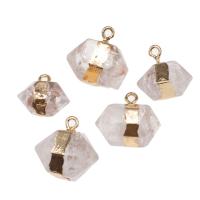 Quartz Gemstone Pendants Brass with Clear Quartz white Sold By PC