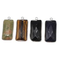 Gemstone Pendants Jewelry Brass with Gemstone Rectangle Sold By PC