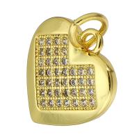 Cubic Zirconia Micro Pave Brass Pendant Heart gold color plated fashion jewelry & DIY & micro pave cubic zirconia golden Approx 3mm Sold By Lot