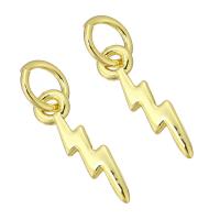 Brass Korut Riipukset, Messinki, Lightning Symbol, kullan väri kullattu, muoti korut & tee-se-itse, kultainen, 3x13x1mm, Reikä:N. 3mm, 10PC/erä, Myymät erä