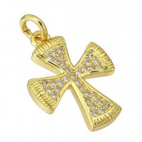 Cubic Zirconia Micro Pave Brass Pendant gold color plated fashion jewelry & DIY & micro pave cubic zirconia golden Approx 2mm Sold By Lot