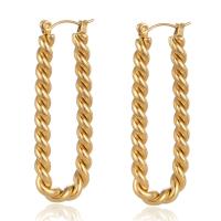 Roestvrij staal oorringen, gold plated, mode sieraden, gouden, 43x3mm, Verkocht door pair