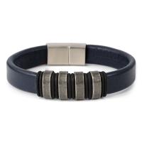 PU Leather Cord Bracelets with Stainless Steel plated fashion jewelry Sold By PC