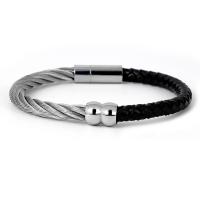 Rustfrit stål Bangle, PU, med Stainless Steel, mode smykker, Længde 18 cm, Solgt af PC