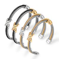 Roestvrij staal Manchet Bangle, plated, mode sieraden & met strass, meer kleuren voor de keuze, Lengte 58 mm, Verkocht door PC