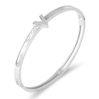 Rozsdamentes acél bangle, Stainless Steel, -val White Shell, Letter V, galvanizált, divat ékszerek, több színt a választás, 50x60mm, Által értékesített PC