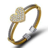 acciaio inox braccialetto da polso, Cuore, placcato, gioielli di moda & con strass, nessuno, Lunghezza 58 mm, Venduto da PC