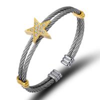 Cruach dhosmálta Chufa Bangle, Star, plátáilte, jewelry faisin & le rhinestone, dathanna níos mó le haghaidh rogha, Fad 58 mm, Díolta De réir PC