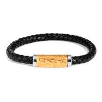 PU Leather Cord Bracelets with Stainless Steel plated fashion jewelry Length 19 cm Sold By PC