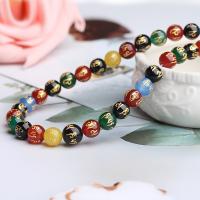 Natuurlijke Rainbow Agaat kralen, Regenboog Agaat, Ronde, DIY & verschillende grootte voor keus & gouden accent, gemengde kleuren, Per verkocht Ca 15.12 inch Strand