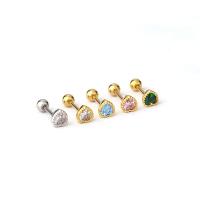 Rustfrit stål Ear Piercing Smykker, Stainless Steel, forgyldt, mode smykker & Micro Pave cubic zirconia, flere farver til valg, 0.80x6mm, Solgt af PC