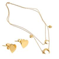 Roestvrij staal sieraden sets, Stud Oorbel & halsketting, gold plated, voor vrouw, Lengte Ca 17.72 inch, Verkocht door Stel