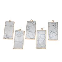 laiton Pendentif, avec Magnésite, rectangle, blanc, 38x16x3mm, Vendu par PC