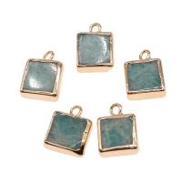 Gemstone Hängen Smycken, Mässing, med Ädelsten, Square, blandade färger, 13x14x2mm, Säljs av PC