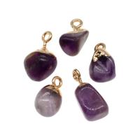 Messing Anhänger, mit Amethyst, violett, 18x7x7mm, verkauft von PC