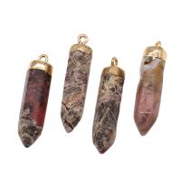 Pendants Gemstone Jewelry, Prás, le Gemstone, dathanna measctha, 36x9x9mm, Díolta De réir PC