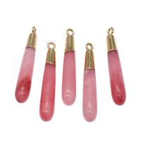 Pendentifs quartz naturel, laiton, avec Cristal naturel, rose, 38x6x6mm, Vendu par PC