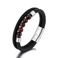 Kohud Armband, med Red Tiger Eye Stone & Titan Stål, plated, Unisex, fler färger för val, Längd Ca 8.27 inch, Säljs av PC