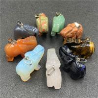 Gemstone Hängen Smycken, Natursten, Elefant, Sned, olika material för val & Unisex, fler färger för val, 28x38mm, Säljs av PC