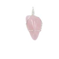 Collier de quartz, quartz rose, avec fer, Irrégulière, Placage de couleur platine, unisexe, rose, 25-30mmx40-45mm, Longueur Environ 14.96 pouce, Vendu par PC