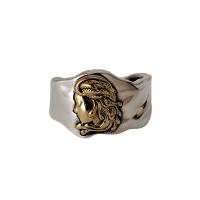 Messing Manchet Finger Ring, plated, mode sieraden, zilver, nikkel, lood en cadmium vrij, 16.80mm, Verkocht door PC