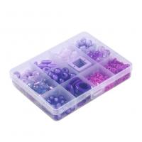 Gemengde Acryl Kralen, met Glazen kralen & Polymer Clay & Crystal Thread, DIY, purper, 130x100x22mm, Verkocht door box