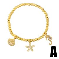 Cúbicos Circonia pulsera Latón Micro pavimenta, metal, chapado en color dorado, diferentes estilos para la opción & micro arcilla de zirconia cúbica, dorado, libre de níquel, plomo & cadmio, 14x12mm, longitud 7.09 mm, Vendido por UD