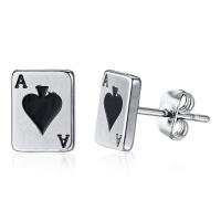 Roestvrij staal Stud Earrings, Poker, voor vrouw, 8x6mm, Verkocht door pair