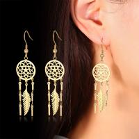 Roestvrij staal Dreamcatcher Earring, gold plated, voor vrouw, 67mm, Verkocht door pair