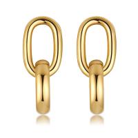 Roestvrij staal hangoorbellen, gold plated, voor vrouw & hol, Verkocht door pair