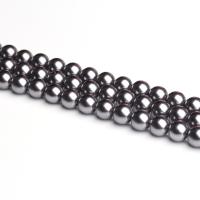 Shell Pearl Bead, Runde, du kan DIY, grå, Solgt Per 38 cm Strand