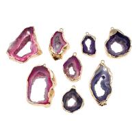 Natuurlijke Agate Druzy hanger, Messing, met Agaat, Druzy stijl, meer kleuren voor de keuze, 24x13x5mm, Verkocht door PC