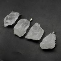 Ορείχαλκος Κρεμαστό κόσμημα, με Clear Quartz, λευκό, 38x31x25mm, Sold Με PC