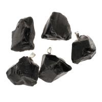 Messing Pendel, med Black Stone, sort, 40x29x23mm, Solgt af PC