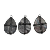 Gemstone Pendants Jewelry Brass with PU Leather & Gemstone Teardrop black Sold By PC