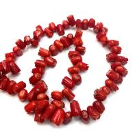 Syntetické korál korálky, Syntetický Coral, Tulipán, DIY, červený, 4x7mm, Prodáno za 14.96 inch Strand