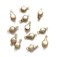 Freshwater Pearl Kontaktdon, med Zink Alloy, guldfärg pläterade, DIY, 10x20-12x30mm, 10PC/Bag, Säljs av Bag