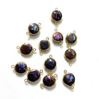 Freshwater Pearl Connector with Zinc Alloy Round gold color plated DIY purple Sold By Bag