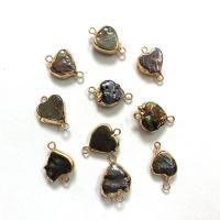 Perlas cultivadas de agua dulce Conector, con aleación de zinc, Corazón, chapado en color dorado, Bricolaje, 13x20mm, 10PCs/Bolsa, Vendido por Bolsa